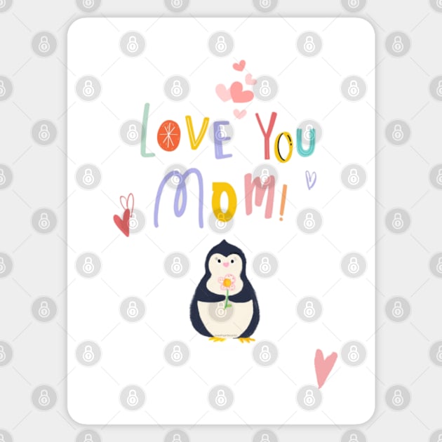 happy mothers Day card Love you Mom card .Penguin card Sticker by solsolyi